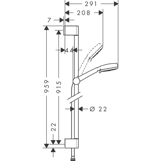 Crometta 100 Shower set Vario with shower bar 90 cm