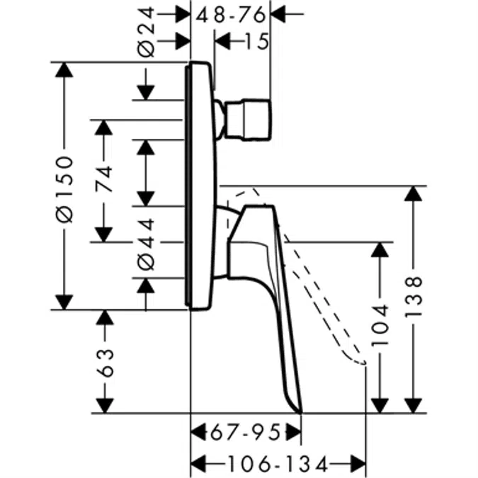 Logis E Single lever bath mixer for concealed installation