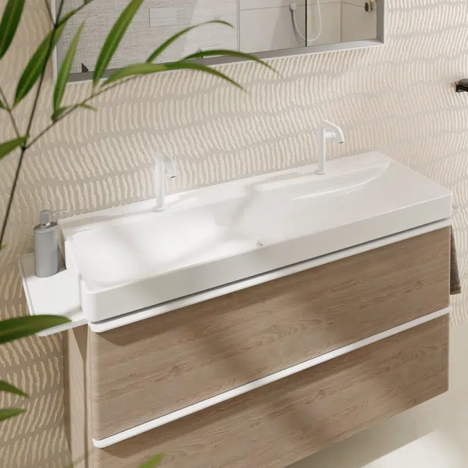 60322XXX Xelu Q Wash basin 1200/480 with 2 tap holes without overflow