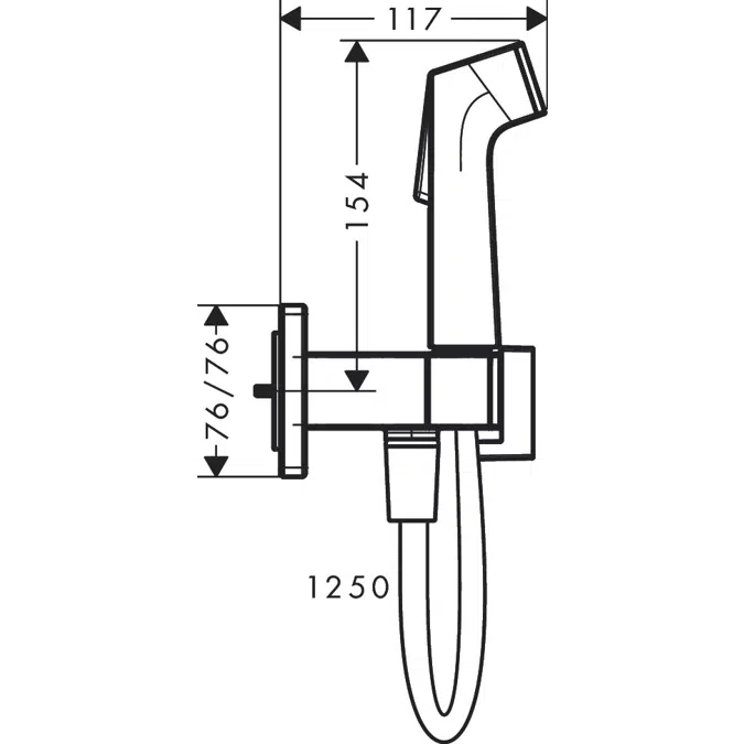 29233XXX hansgrohe Bidette hand shower 1jet E EcoSmart+ for warm water with shower holder and shower hose 125 cm