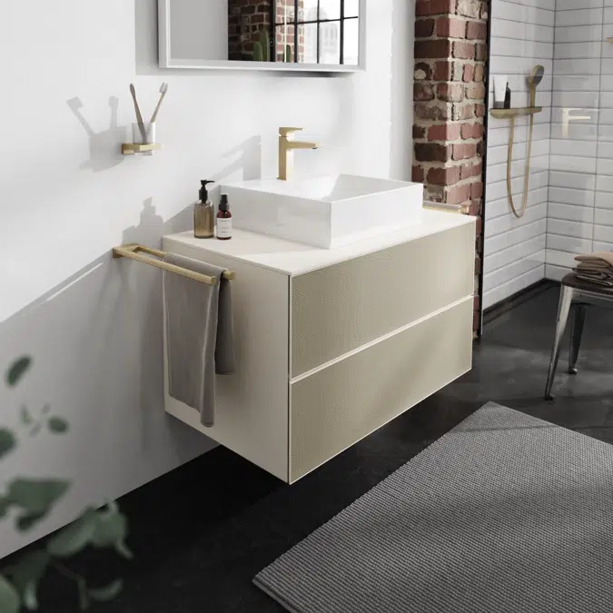54191XXX Xevolos E Vanity unit Sand Matt Beige 980/550 with 2 drawers for console with cutout middle