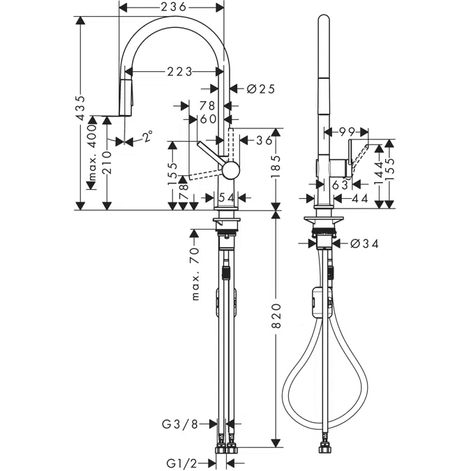 BIM objects - Free download! Talis M54 Single lever kitchen mixer 210 ...