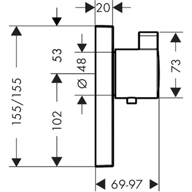 ShowerSelect Thermostat HighFlow for concealed installation for 1 function