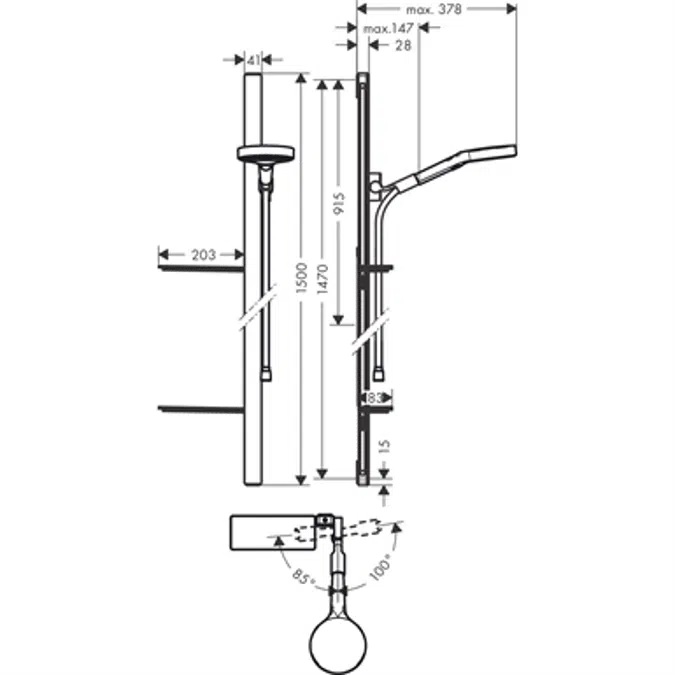 Rainfinity Shower set 130 3jet EcoSmart 9 l/min with shower bar 150 cm and soap dish