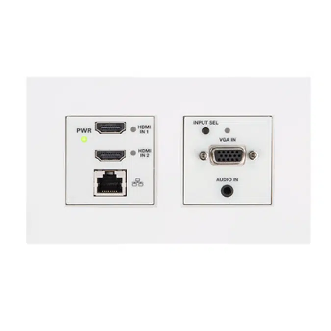 HDI-TX-301-C-2G-E - DM Lite – HDMI® over CATx Transmitter & 3x1 Auto-Switcher w/2 HDMI plus VGA & Analog Audio, UK/European Wall Plate