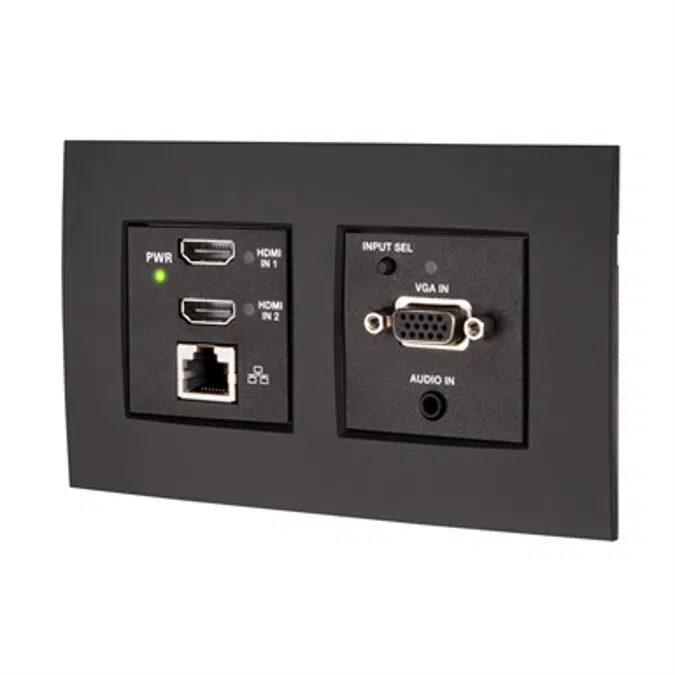 HDI-TX-301-C-2G-E - DM Lite – HDMI® over CATx Transmitter & 3x1 Auto-Switcher w/2 HDMI plus VGA & Analog Audio, UK/European Wall Plate