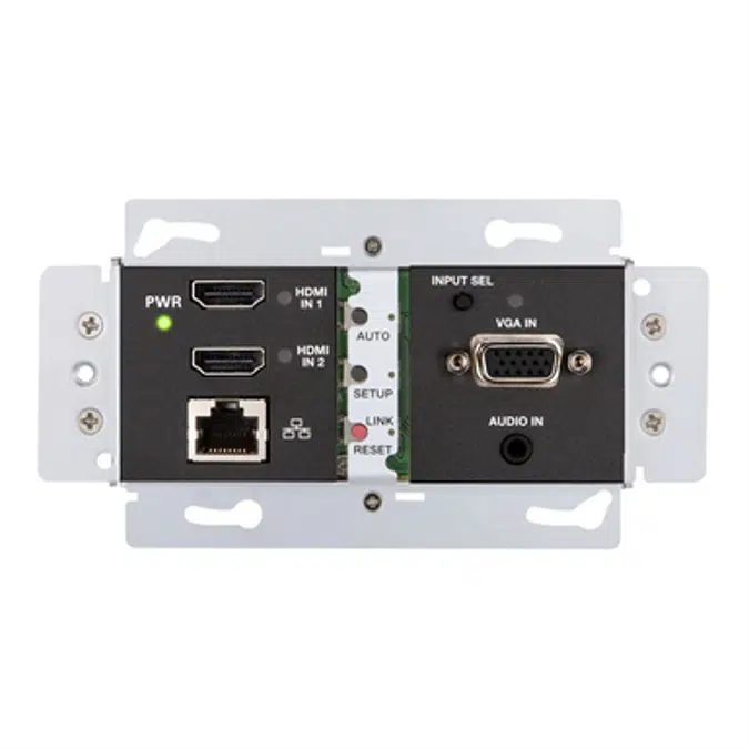 HDI-TX-301-C-2G-E - DM Lite – HDMI® over CATx Transmitter & 3x1 Auto-Switcher w/2 HDMI plus VGA & Analog Audio, UK/European Wall Plate