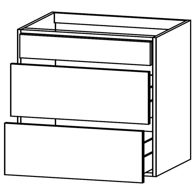 M-GLF0 Cabinet for induction hobs with integrated extractor, 2 tall drawers