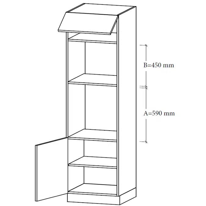 M-LUM1-60 Cabinet  for integrated microwave and oven, 1 shelf