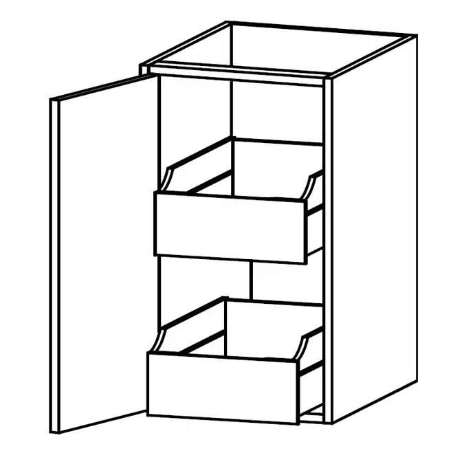 M-URL Cabinet with 2 internal tall drawers, hinged door