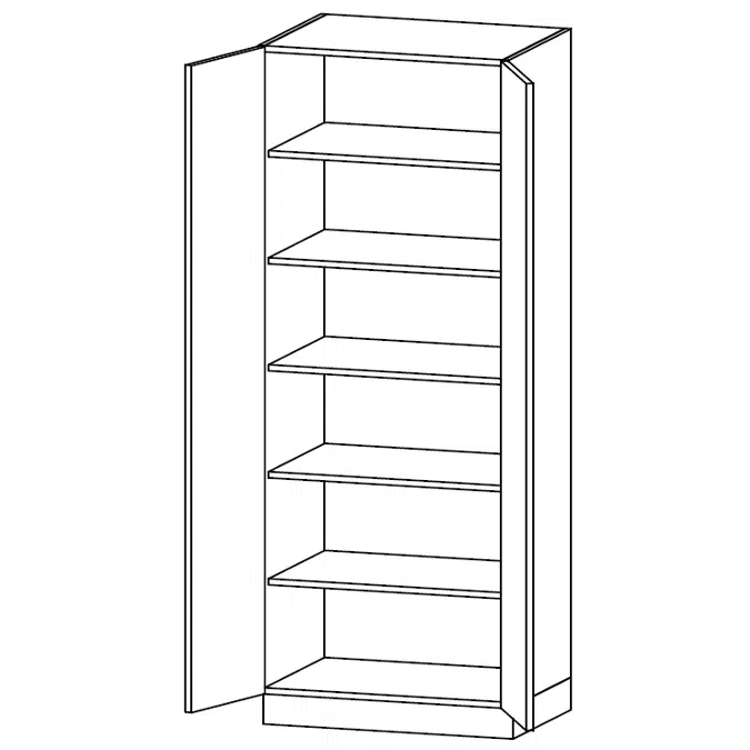 LH- Tall unit with five shelves D32,40,50,58