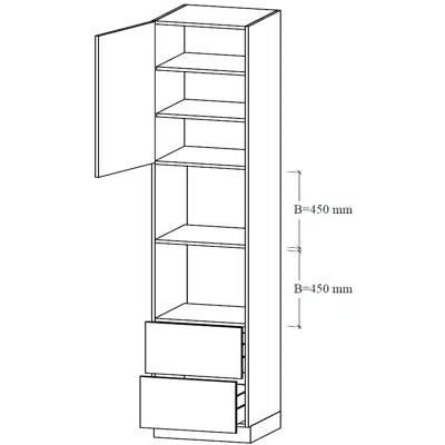 รูปภาพสำหรับ TMM2-60 Tall unit for two integrated micro, two tall drawers, two shelves