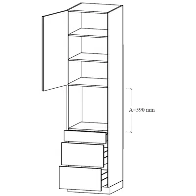 TU2-60 Tall unit for integrated micro, two tall drawers, one drawer, shelves图像