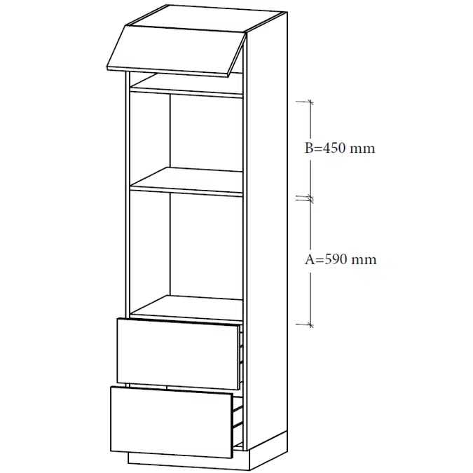 M-LUM2-60 Cabinet for integrated microwave and oven, 2 tall drawers