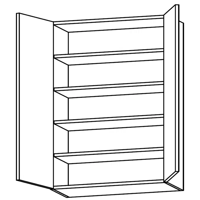 Wall unit with four shelves, TO-