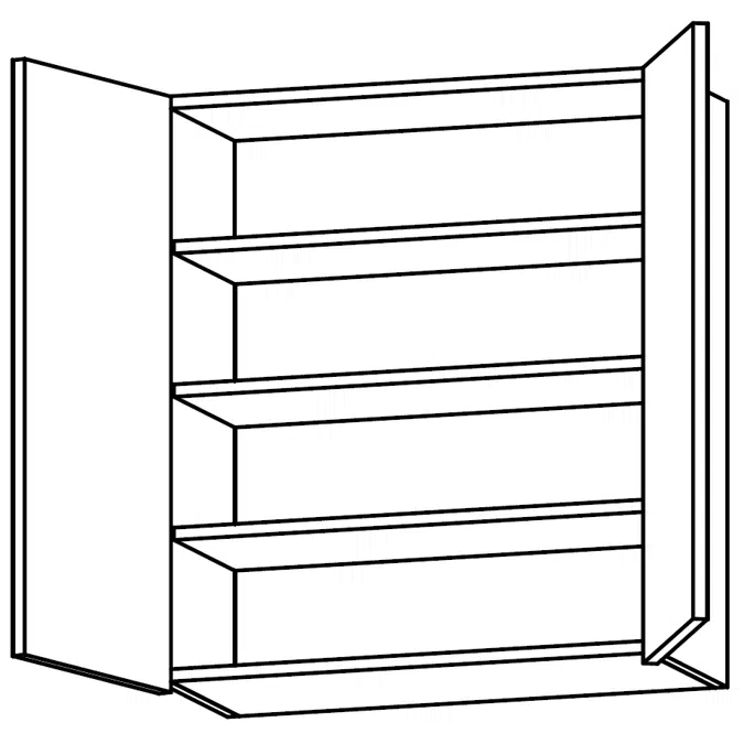 Wall unit with three shelves and stretch-down doors, SON-