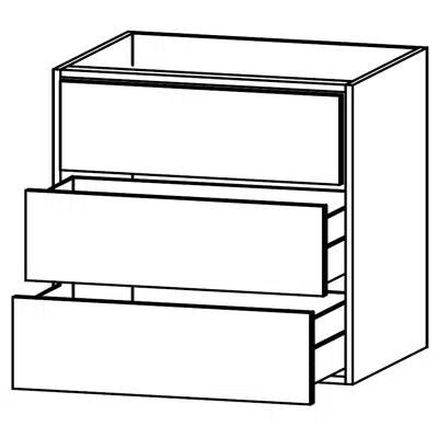 Image for M-GLF13-94 Cabinet for induction hobs with integrated extractor, 3 tall drawers