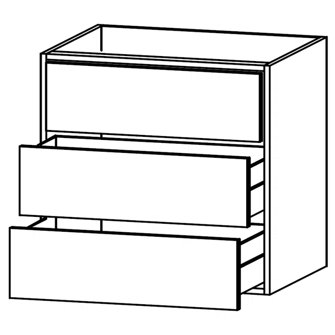 M-GLF13-94 Cabinet for induction hobs with integrated extractor, 3 tall drawers