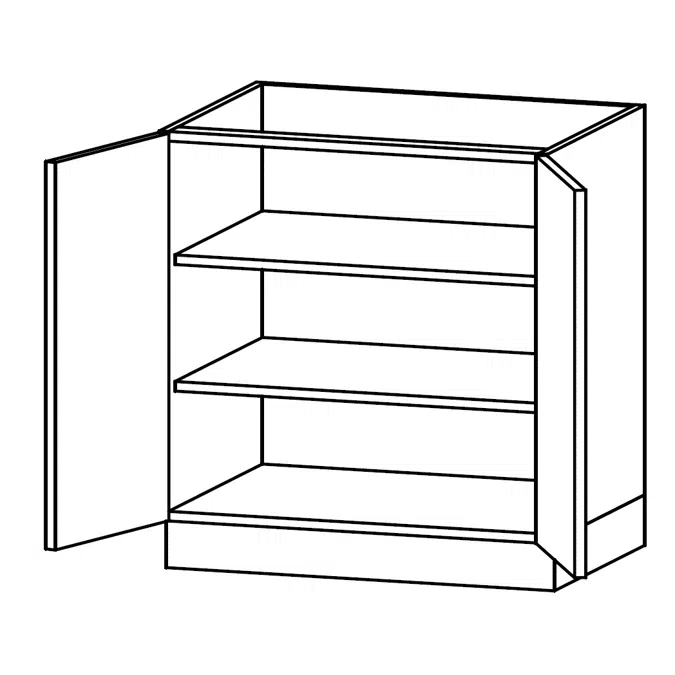 U- Base unit with two shelves D32,40,50,58
