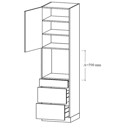 รูปภาพสำหรับ SU2-60 Tall unit for integrated micro, two tall drawers, one drawer, shelves