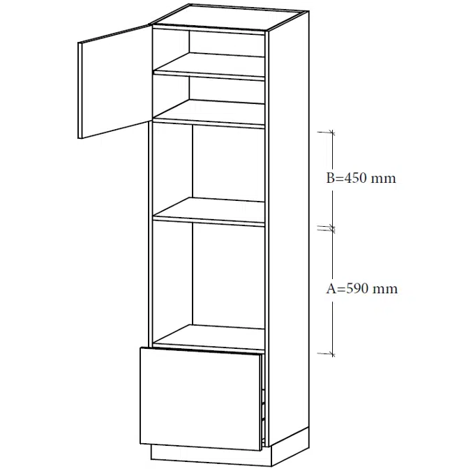 M-LUM3-60 Cabinet  for integrated microwave and oven, 1 tall drawer, 1 shelf