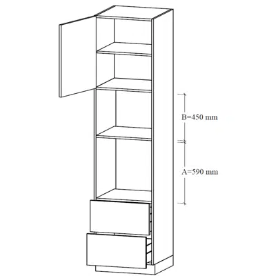 obraz dla Tall unit for integrated oven and micro, two tall drawers and one shelf, TUM2-60