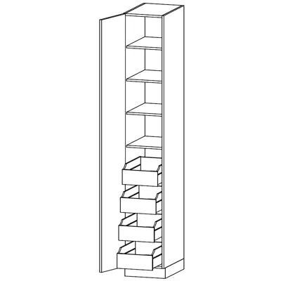 รูปภาพสำหรับ TRL- Tall unit with four tall inside drawers and four shelves D40,50,58