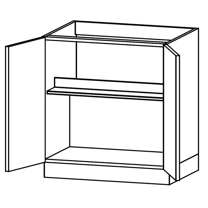 D- Base unit with one stainless steel shelf, hinged door