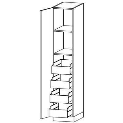 M-LRL-60 Cabinet with 4 tall internal drawers and 2 shelves图像