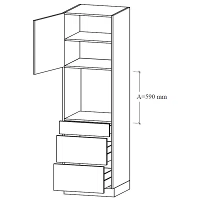 รูปภาพสำหรับ LU2-60 Tall unit for integrated oven, two tall drawers,one drawer, shelf