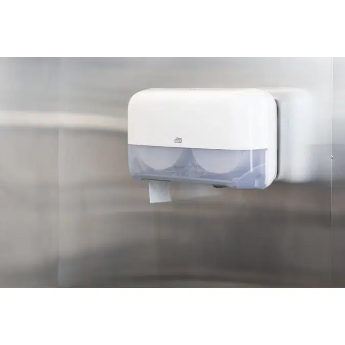 Tork Mini Jumbo 2-Roll Toilet Paper Dispenser White T2, White