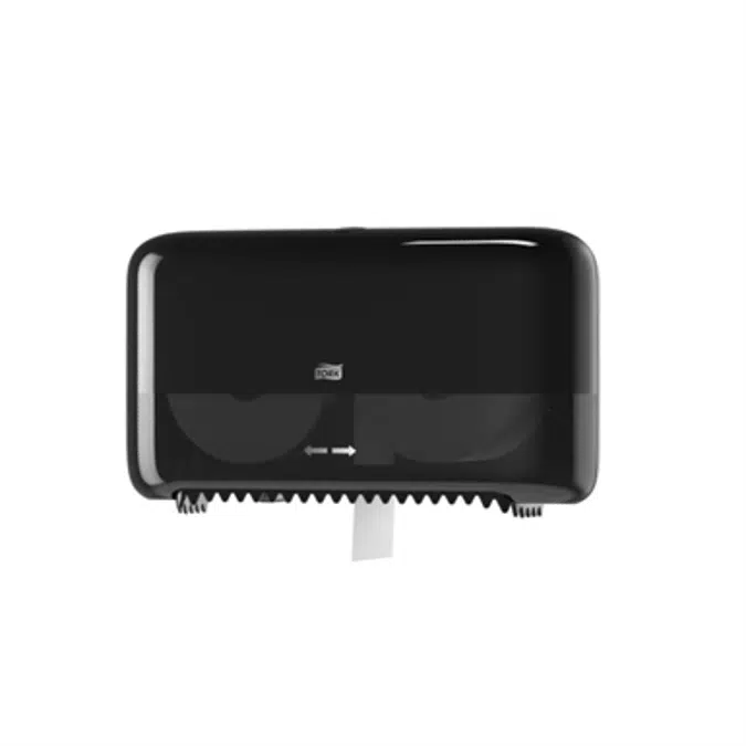 Tork Twin Coreless Mid-size Toilet Roll Dispenser, Black