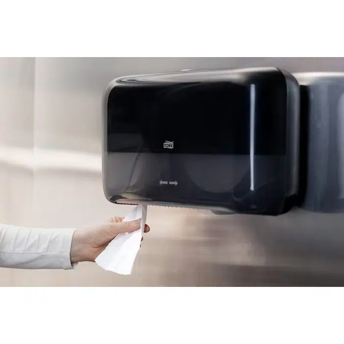 Tork Mini Jumbo 2-Roll Toilet Paper Dispenser White T2, Black