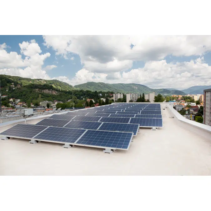 Mounting system for photovoltaic (PV) panels on flat roofs with Sika® SolarMount-1