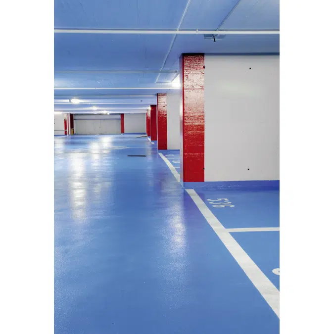 Slip resistant coloured crack bridging car park decking system with improved blush resistance Sikafloor® MultiFlex PB-73