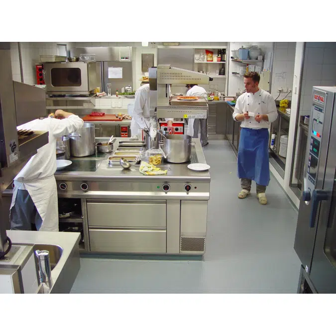 Broadcasted, tough-elastic, unicolor epoxy floor covering Sikafloor® MultiDur EB-39