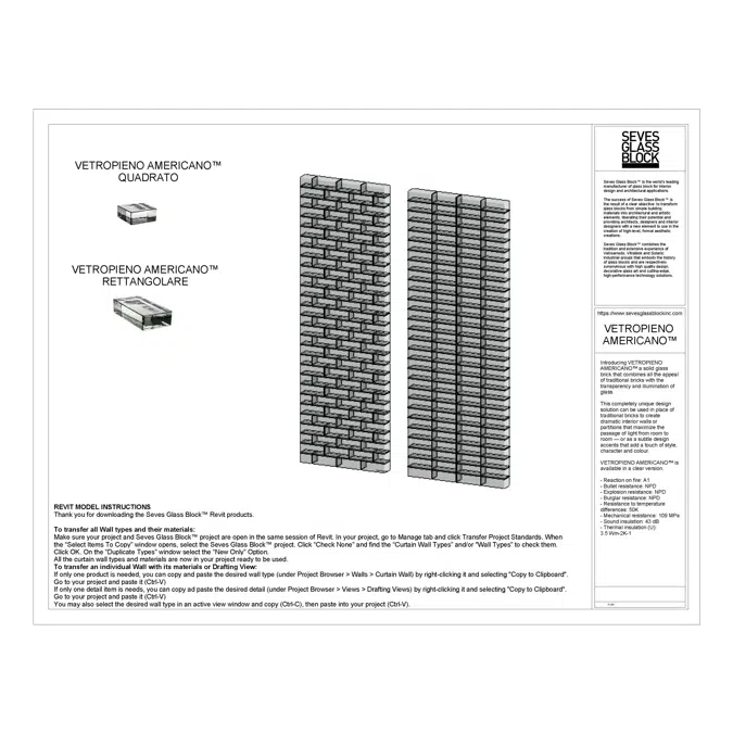 Vetropieno Americano™ Rettangolare & Quadrato REVIT Wall System