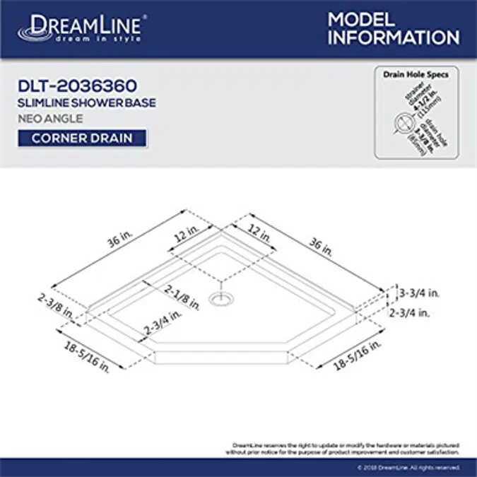 DreamLine Neo-Angle Shower Base and QWALL-4 Acrylic Corner Backwall Kit