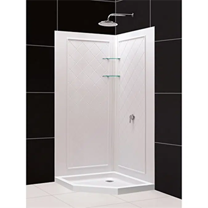 DreamLine Neo-Angle Shower Base and QWALL-4 Acrylic Corner Backwall Kit