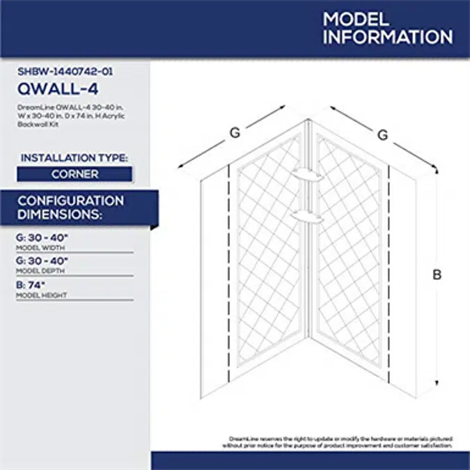 DreamLine Neo-Angle Shower Base and QWALL-4 Acrylic Corner Backwall Kit