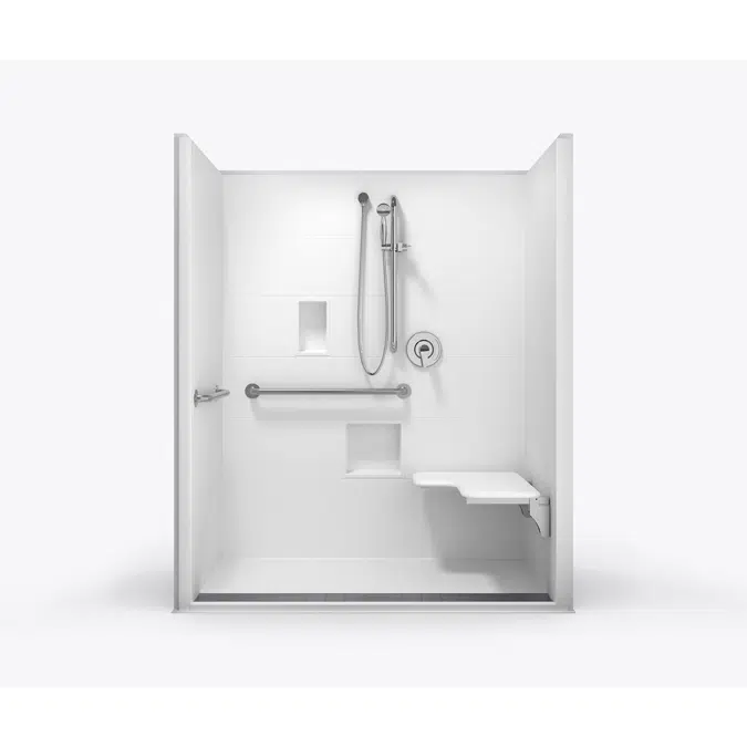 XST6232TR .75 1P - 60 x 30 Code Compliant AcrylX™ One Piece Roll in Shower with Integral Trench Drain