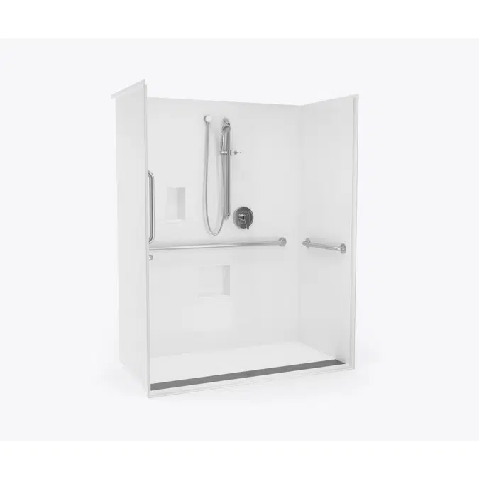 XST 6030 TR COL AcrylX Alcove One-Piece Shower with Trench Drain