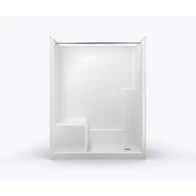 SST6032SH MS 3P - Millennia Tile-Pattern Solid-Surface Shower with Integral Seat - Multi-Piece