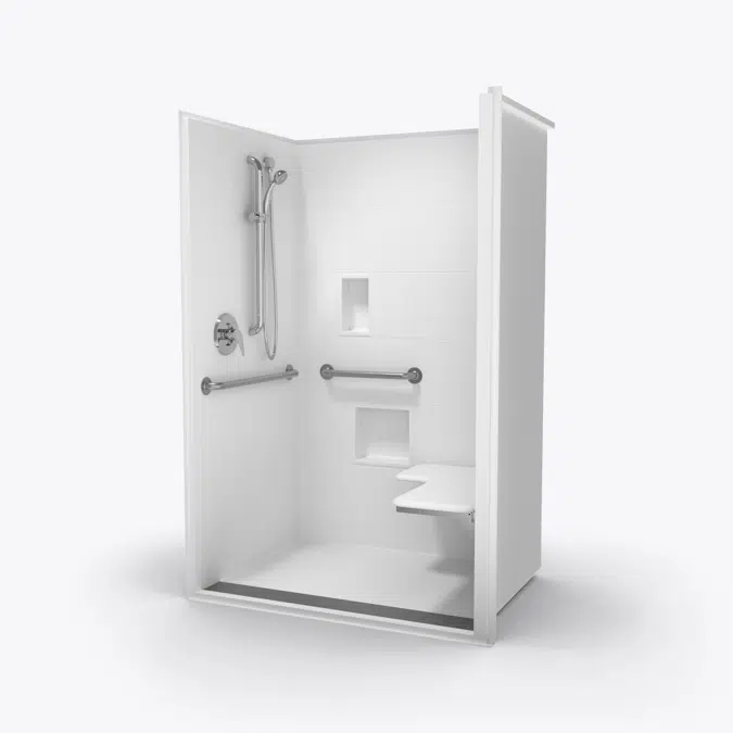 XST 4836 TR 1.125 RH RF AcrylX Alcove One-Piece Shower with Trench Drain