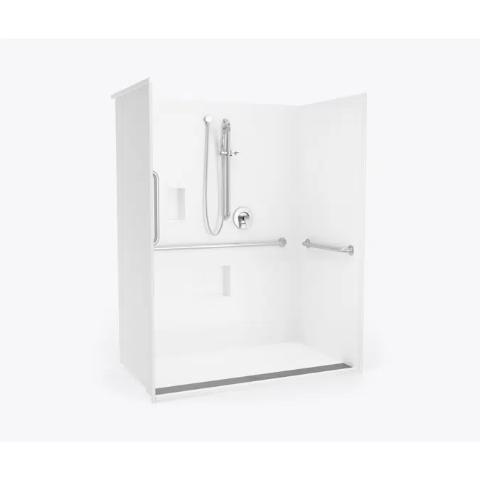 XST 6034 TR 1.125 AcrylX Alcove One-Piece Shower with Trench Drain