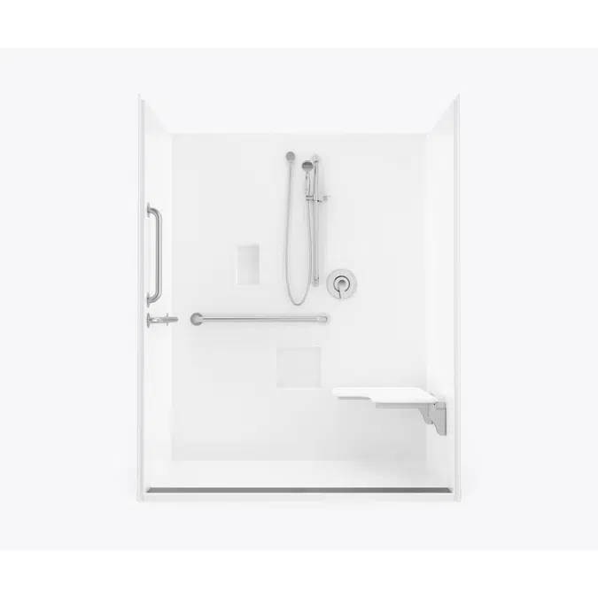XST 6034 TR 1.125 AcrylX Alcove One-Piece Shower with Trench Drain