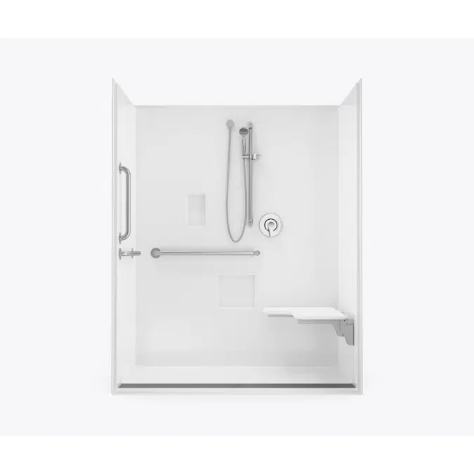 XST 6030 TR 1.125 AcrylX Alcove One-Piece Shower with Trench Drain
