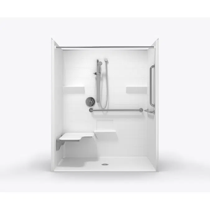 XST6232BF.75 5P - 60 x 30 Code Compliant AcrylX™ Multi-Piece Roll-in Shower