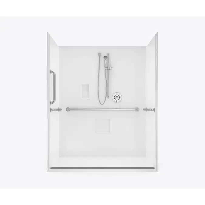 XST 6036 TR 1.125 AcrylX Alcove One-Piece Shower with Trench Drain