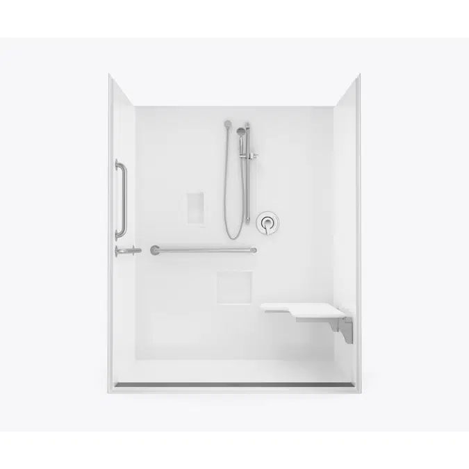 XST 6036 TR 1.125 AcrylX Alcove One-Piece Shower with Trench Drain
